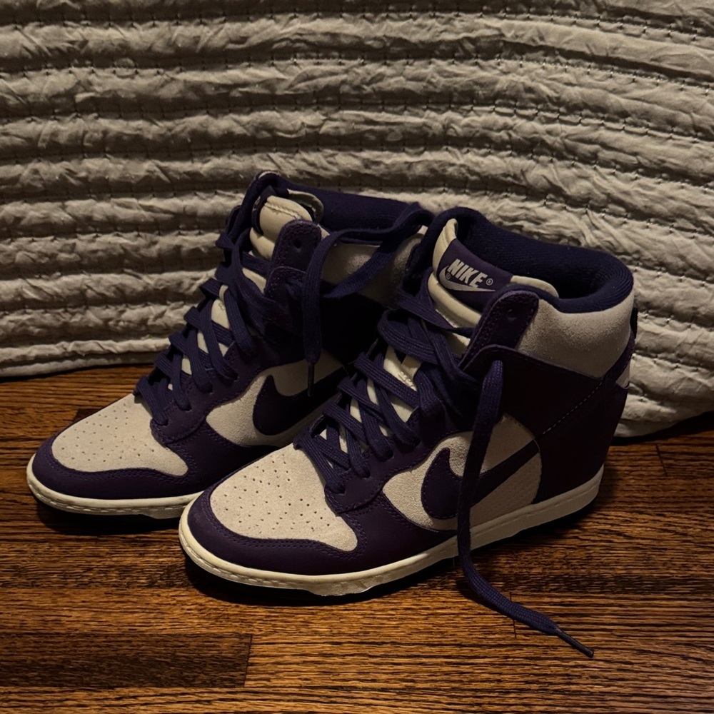 Nike Women's High-Top Sneakers in Purple and Cream